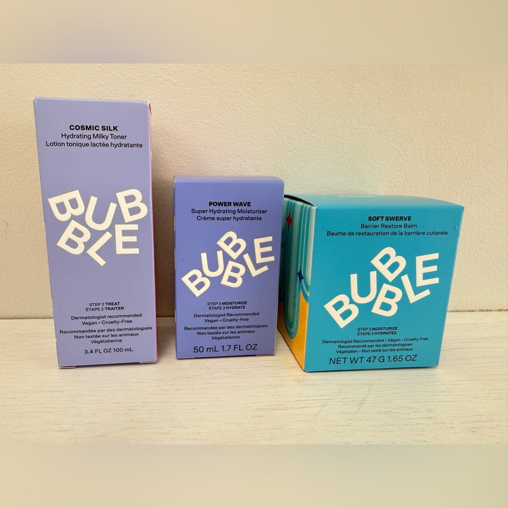 Bubble Skin Care - set of 3 - Milky Toner, Power Wave Moisturizer & Soft Swerve
